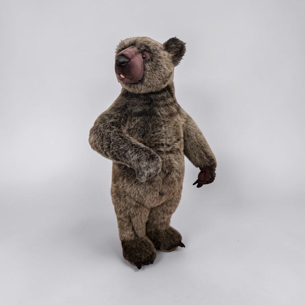 Vintage HANSA Hand Crafted Standing Grizzly Bear 28" Posable Legs 2004 Plush‎